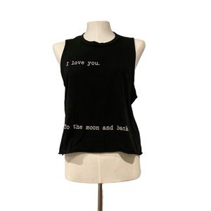 Brandy Melville John Galt Black Graphic Muscle Crop Tank XS/S Casual Streetwear